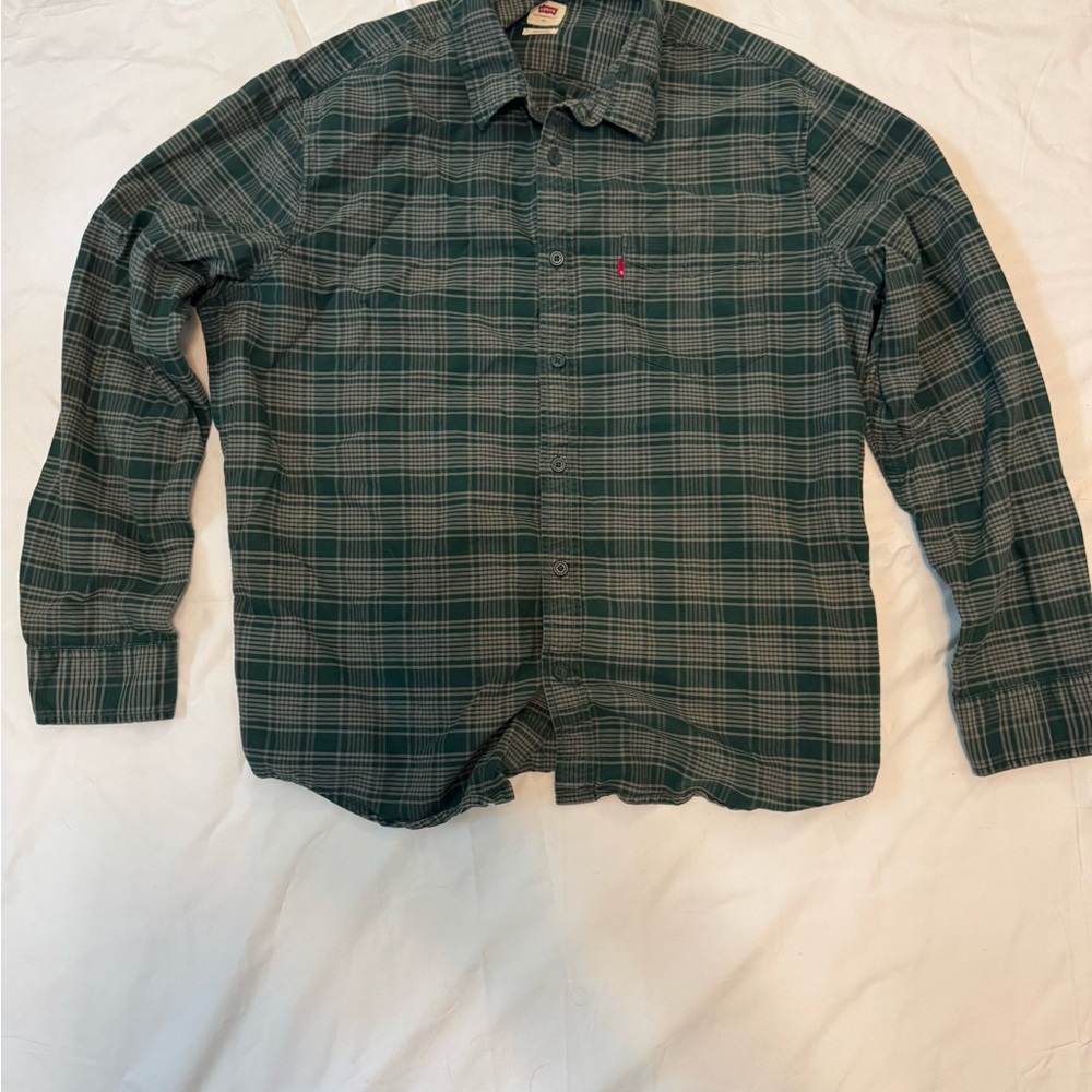 Levi's Men's Teal Plaid Button Down Shirt